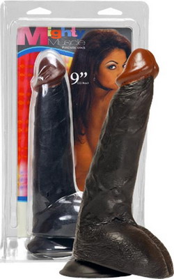 Dildo Mighty Muscle negru, 23 cm