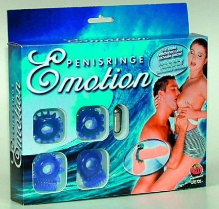 Set Inele Erectie cu Vibratie Penis Emotion Penisringset, 4 inele